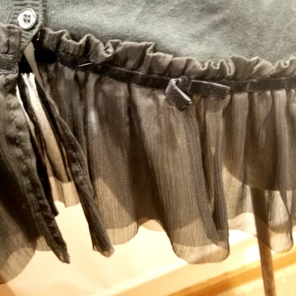 Blouse Thin Sweater Plus 2X Black Long Sleeve Button Front Ruffle Dress Casual - Picture 7 of 9